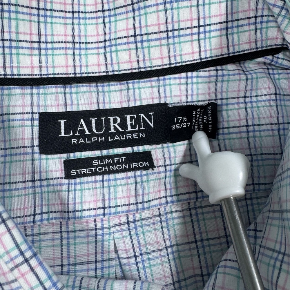 Lauren Ralph Lauren Shirt Men's 17.5 36/37 Slim Fit Stretch Non Iron Long Sleeve - Picture 4 of 7